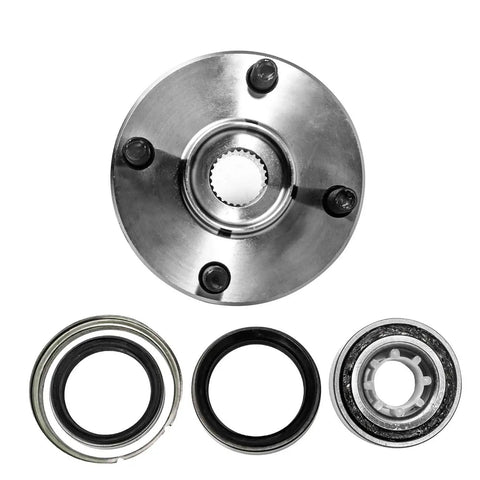 Front Wheel Bearing And Hub Assembly Pair For 1988 To 2002 Toyota Corolla, 1998 To 2002 Chevy Prizm, And 1993 To 1997 Geo Prizm 4 Lug Non ABS Hub Repair Kit OEM Grade