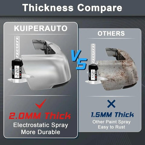 Chrome Rear Step Bumper thickness comparison with 2.0MM and 1.5MM panels for Chevy Silverado GMC Sierra 1500 No Park