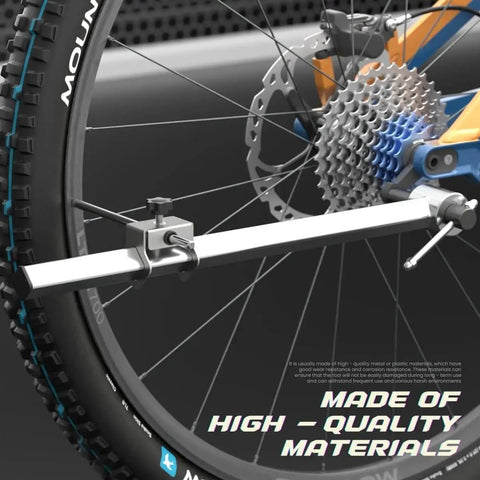 Derailleur Hanger Alignment Gauge Tool For Bikes With 20 To 29 Inch Wheels Pro Grade Stainless Steel 304 Wheel Straightening Tool For MTB And Road Bikes Easy Quick Fix For Everyday Rides And Fine Tuning attached to bike wheel