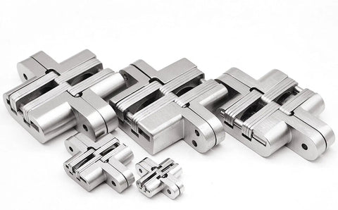 2 Pack Stainless Steel 304 Hidden Hinge With Silent Close, Invisible Mounting Folding Door Hinge for Wooden Doors, 13x45mm
