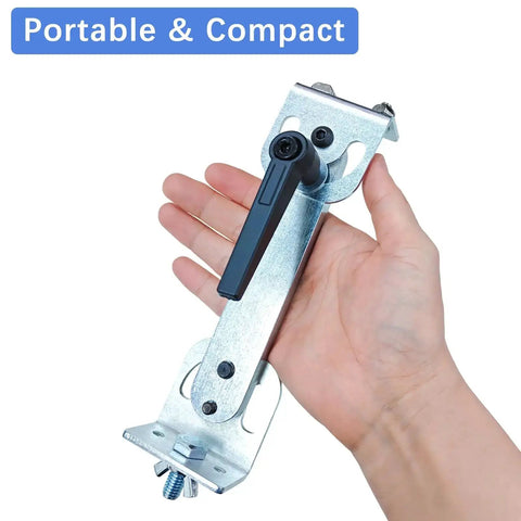 Hand holding Beefy Heavy Duty Bracket Column Stand Kit for Reciprocating Linear Actuator with steel construction