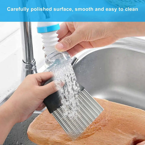 Two Pack Big Wavy Crinkle Cutter for Fries and Veggies being washed under a faucet in the kitchen sink.