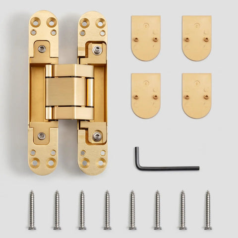 3 Way Adjustable Invisible Door Hinge Concealed Hidden 180 Degree Swing Zinc Alloy Matte Gold Butt Hinge components