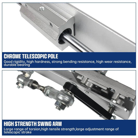 Close-up of Plug And Play Reciprocating Linear Actuator with 6 Inch Stroke Adjustable 3-15 cm Telescopic Rocker Arm Mechanism