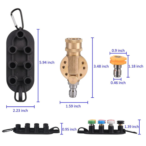 Pivoting Coupler Kit For Pressure Washer With 240 Degree Rotation And 4500 PSI Performance Includes Gutter Cleaner Attachment