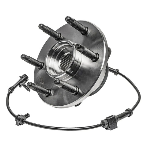 4WD Front 2pc Wheel Bearing Hub Replacement for Chevy Silverado, GMC Sierra, with ABS sensor wire and 6-bolt lug pattern