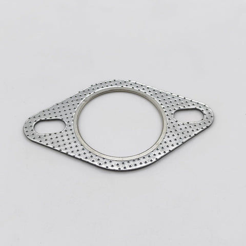 Exhaust flange gasket, 2.5-inch (63.5mm), graphite high-temp with fire ring, 2-bolt pattern, perforated plate