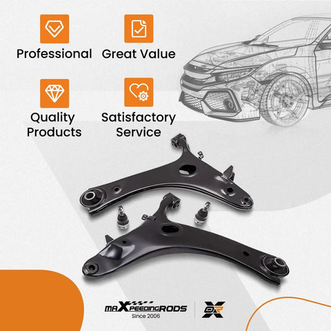 Two Piece Front Lower Control Arm With Ball Joint Kit For Subaru Forester 2009 2013 And Subaru Impreza WRX 2011 2014 Direct Fit Suspension Replacement With Ball Joint MS801051 MS801052 shown in set with accessories