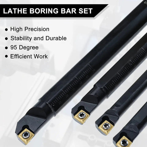 Lathe Boring Bar Set For Precision Internal Turning Four 95 Degree Boring Bars S07K S08K S10K S12M SCLCR06 Holders