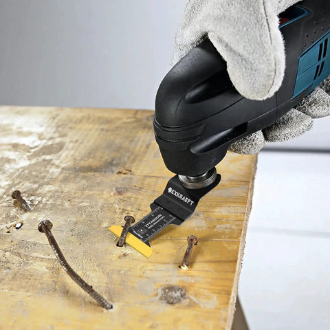 Titanium Oscillating Saw Blades Set For Metal Wood And Plastic 110 Piece Multitool Blades Kit Heat Resistant in use on wood