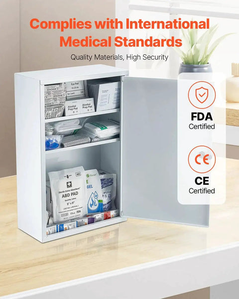 Open Three Shelf First Aid Cabinet With One Thousand Piece Medical Supplies For Worksites Wall Mounted Steel Emergency Med Box