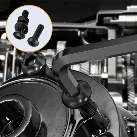 Close-up of 1065 Piece M2 Screw And Hardware Kit With Bolts Nuts And Washers in use on machinery, featuring durable carbon steel components.