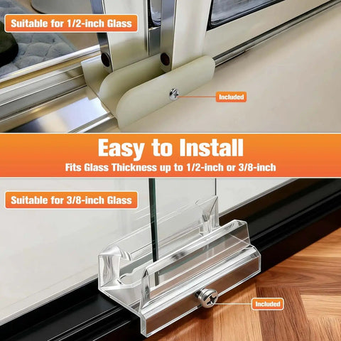 Sliding Shower Door Bottom Guide Rail Set For 1/2 Inch And 3/8 Inch Glass Tracks with plastic rails and matching screws for easy installation.