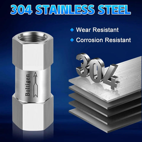 Heavy Duty Stainless Steel 304 One Half Inch NPT Spring Check Valve Built For Industrial Use With 1000 PSI Rating And Minus Twenty Celsius To Two Hundred Celsius Operating Range Two Port NPT Connections