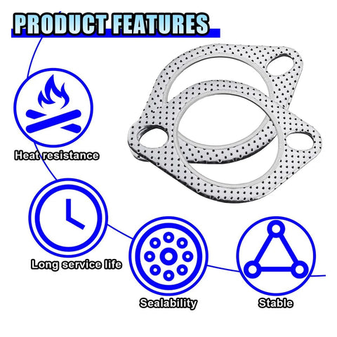 Two 2.5-in DUSCOKE exhaust gasket flanges, reinforced metal, heat‑resistant for manifold replacement