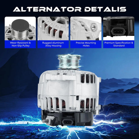 New 2.5L Alternator Replacement For Nissan Altima 2007-2013, aluminum housing, 3-pin connector, durable engine performance
