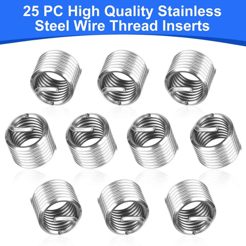 25 stainless steel wire thread inserts for 30 Piece SAE Thread Repair Kit With HSS Drill Bit And Helicoil Style Wire Thread Inserts