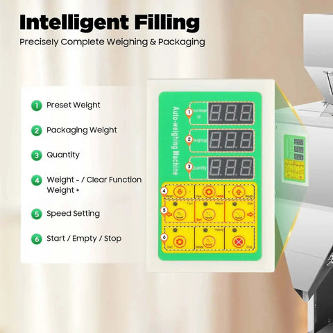 10-999g Automatic Powder Filling Machine With Heavy-Duty Stainless Steel Build 200W 110V Weighing And Filling System foot switch display