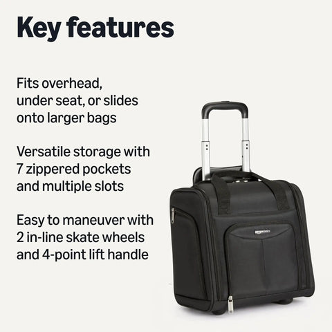 Underseat Carry On Luggage With Smooth Wheels And Sturdy Handle 14 Inch Rolling Travel Bag Black Versatile Storage