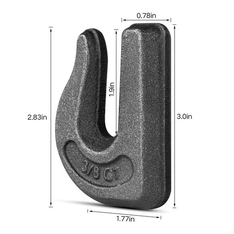 Single 3/8-inch forged steel clevis grab hook from 6-Pack Three Eighths Inch Weld-On Forged Clevis Grab Chain Hooks Set Heavy Duty Grade 70