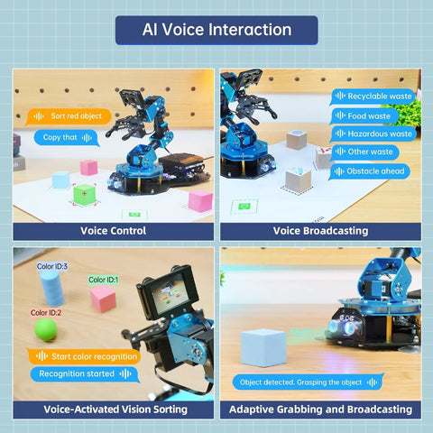 LewanSoul 6DOF robotic arm kit with AI vision and voice control; blue base for Arduino Scratch Python STEM