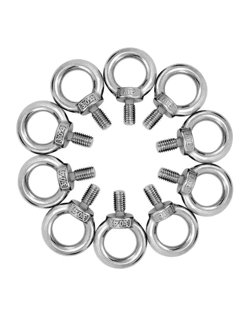 Heavy Duty Lifting Ring Eyebolts Set M8 x 14mm 304 Stainless Steel Threaded Eyebolts Eye Nut Fasteners Rust Resistant Hardware 10 Pack
