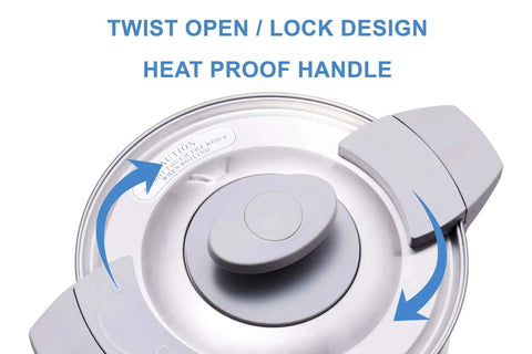 Top view of twist open lock design lid of Commercial Grade Stainless Steel Percolator Coffee Urn For Catering 100 Cup 16 Liter