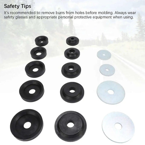 Pro Grade Sheet Metal Dimple Die Set High Strength Carbon Steel Flared Hole Dies With Backing Discs and Safety Tips