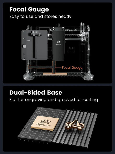 Focal gauge and dual-sided base of Portable 10W Laser Engraver For Wood Metal Glass With 3.5 Inch Touchscreen And AlgoOS No PC Needed
