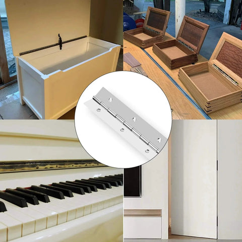 48 Inch 304 Stainless Steel Piano Hinge With Holes Heavy Duty Continuous Hinge For Cabinets Boats Marine Doors shown in various applications
