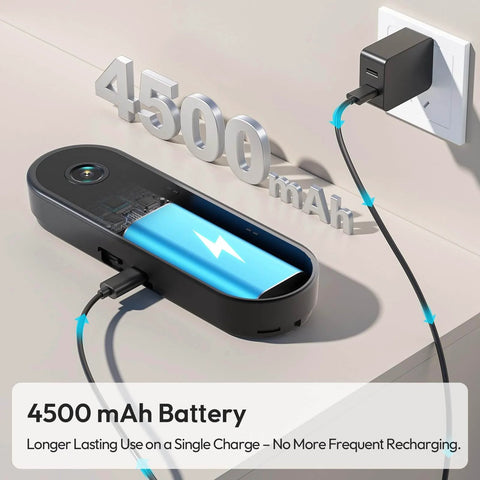 2K HD Battery Wireless Doorbell Camera With Ring Chime charging with 4500 mAh battery, showing power cable connected to wall outlet.