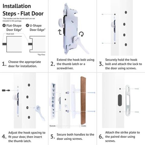 Installation guide for Sliding Patio Door Lock With 45 Degree Keyway And Adjustable Bolt Projection, Round End Faceplate For Glass Doors.