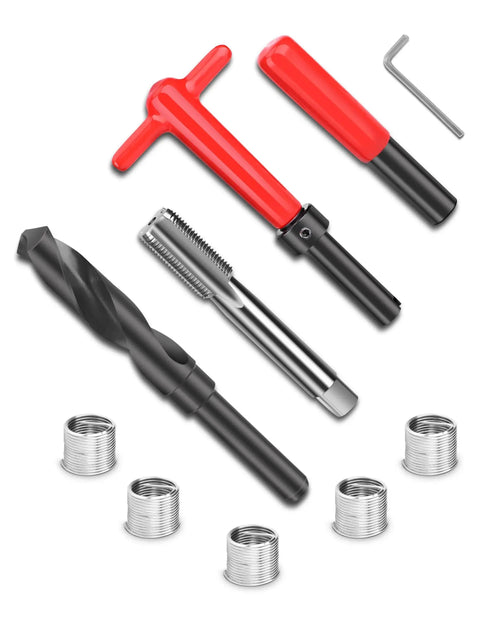 M18x1.5 Thread Repair Kit 10 Piece Helicoil Set With Thread Chaser Portable Metric Inserts For Auto Repair Designed To Fix Stripped Threads In Aluminum And Steel Holes Fast And Easy With Durable Stainless Steel Inserts And A Handy Go To Tool Kit