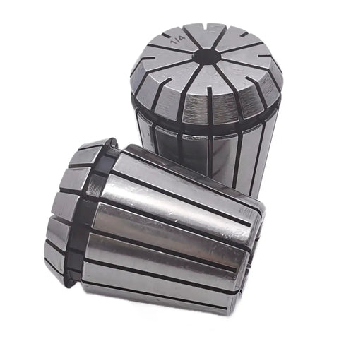 Quarter Inch Spring Collet Set For CNC Engraving Machines And Milling Lathe Tools, Two Pack, ER32 Compatible, front and side view