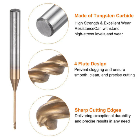 Ball Nose End Mill Four Flute Tungsten Carbide Spiral CNC Router Bit Single End With One Quarter Inch Shank One Inch Cutting Length ZRN Coated