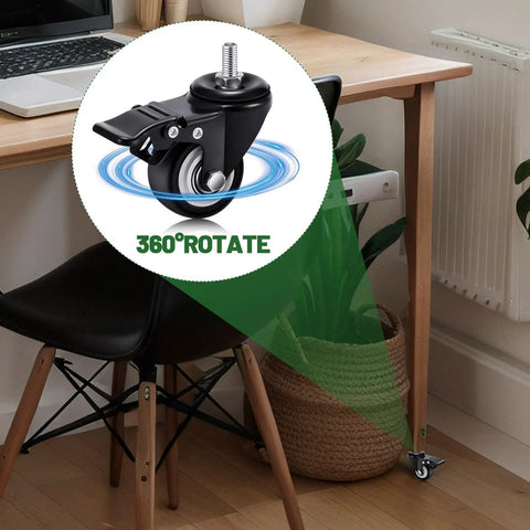Set Of 12 M8 Caster Wheels 2 Inch Heavy Duty Swivel Locking Desk Carts Furniture Wheels With Dual Brakes shown in use