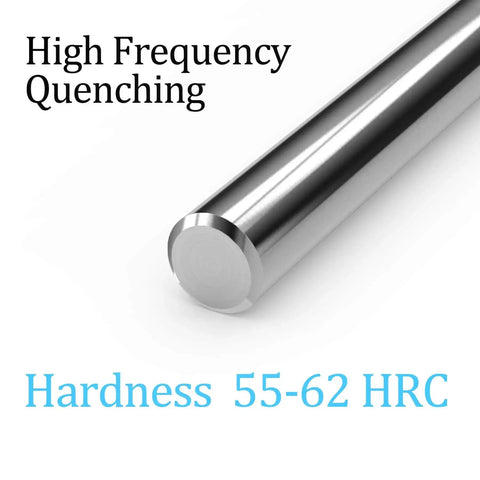 Close-up of Two Piece Chrome Plated Linear Rail Rod 10mm By 350mm For CNC 3D Printer And DIY Machines Case Hardened To 55 To 60 HRC