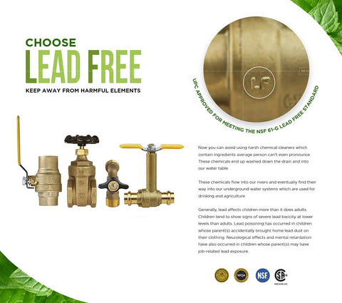 Brass lead-free needle valve set, 4-pack with yellow-handled compression x MIP valves for plumbing