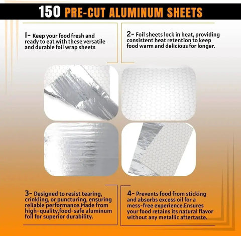 150 Sheets Insulation Aluminum Foil Sandwich Wrapping Paper Sheets 10.75 x 14 Inches for Sandwiches Burritos and BBQ