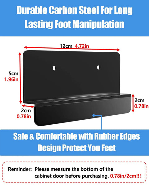 Foot Pull For Trash Cabinet Drawer With Touchless Hands Free Operation For Full Overlay Doors Black Finish Dimensions Shown