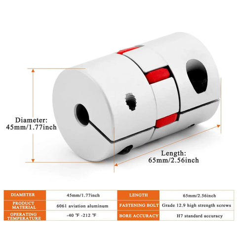 D45xL65 10mm To 16mm Aluminum Shaft Coupling Flexible Spider Coupler for 3D Printer CNC Servo Motor in aviation aluminum