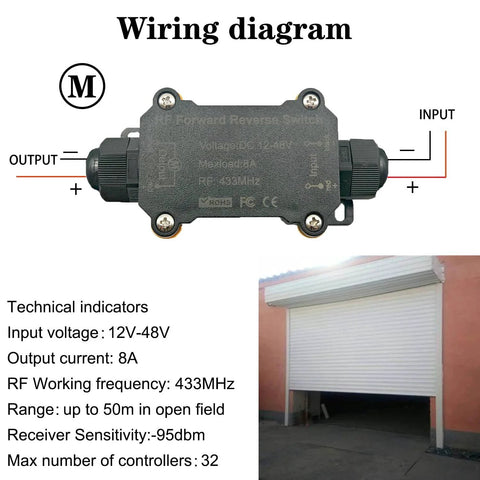 Forward And Reverse Wireless DC Motor Remote Control Switch For 12V To 48V Systems Waterproof IP67 8A wiring diagram