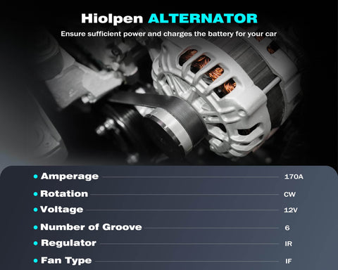 Alternator Replacement For Chevy Traverse 2009 2016 And SUVs Saturn Outlook 2007 2010 Buick Enclave 2008 2016 GMC Acadia 2007 2016 3.6L V6 12V 170A CW 6-Groove Clutch Pulley Installed