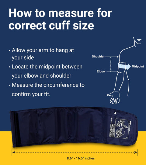 Blood pressure cuff for home use, wide-range 8.6-16.5 in, navy blue, adult upper-arm, Amazon