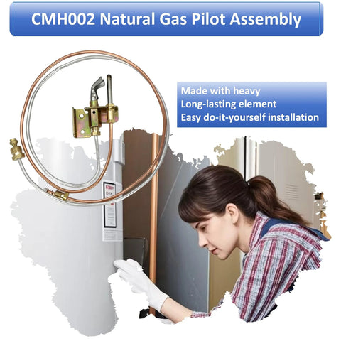 CMH002 natural gas pilot assembly with copper tubing and thermocouple, 24-inch length, Amazon brand.