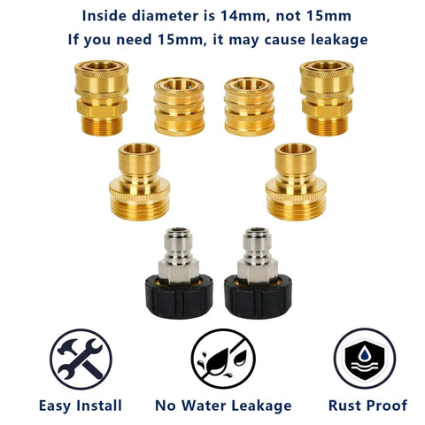 Pressure Washer Quick Connect Kit M22 To Three Eighth Inch And Three Quarter Inch And One Half Inch Brass Fittings Swivel Adapters Set For Everyday Home And Pro Use Mingou