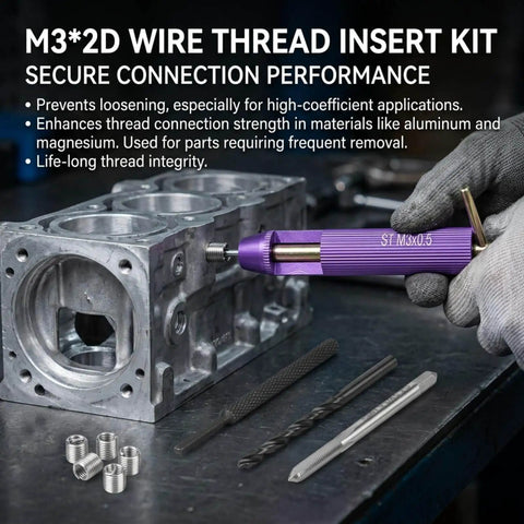 Thread Repair Kit With 50Pcs Stainless Steel Helical Inserts For Restoring Damaged Threads In Steel And Aluminum, M3 Size