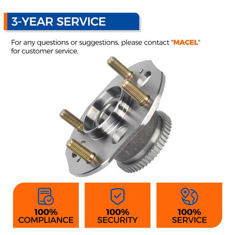 Front view of Rear Wheel Hub Bearing Assembly 512178 Pair For Honda Accord 1998 1999 2000 2001 2002 2.3L With Four Wheel Disc Brakes