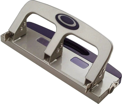 3 Hole Punch With Pull Out Chip Drawer, Handles Up To 20 Sheets, Metallic Silver Office Paper Punch, Durable Metal Construction