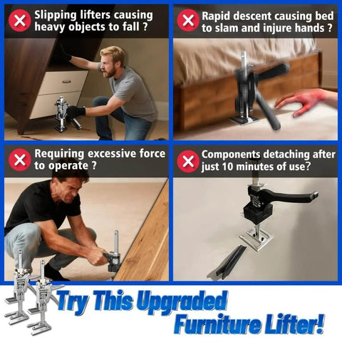 Two Pack Heavy Duty Furniture Lift Jacks With Anti Slip Pads 6 Inch Lift 440 Lb Weight Capacity Slow And Fast Descent For Easy Precise Lifting